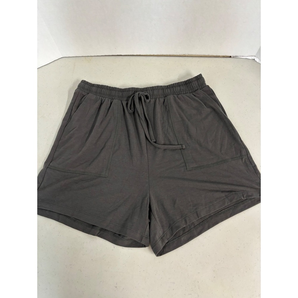 Zenana Womens Charcoal Gray Lounge Shorts Elastic‎ Drawstring Pockets RP-8145 L